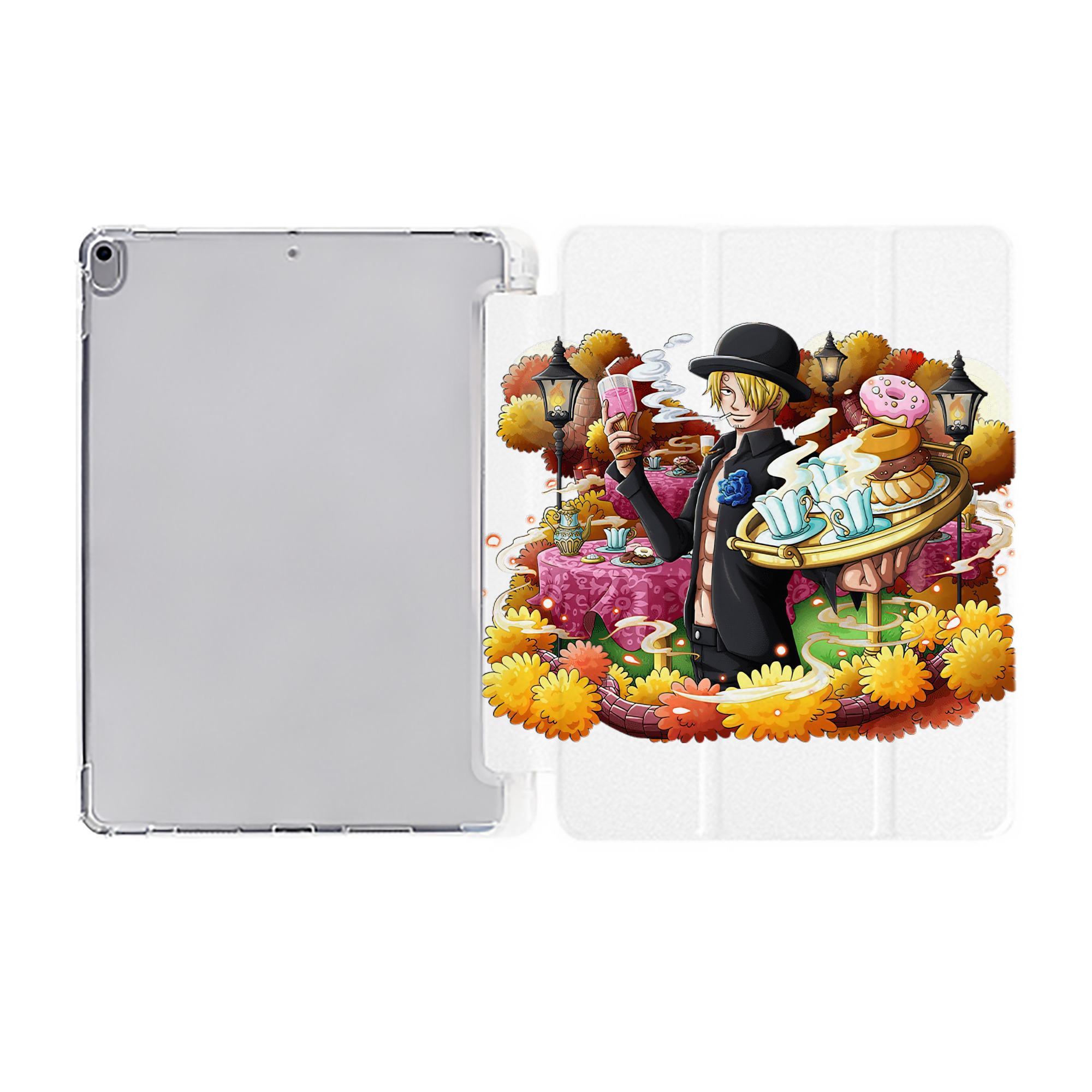 （画像用） ワンピース サンジ ONE PIECE Sanji IPad ケース ペン収納付き 三つ折りスタンド PUレザー×シリコン 対応機種9.5/10.5/10.9インチ
